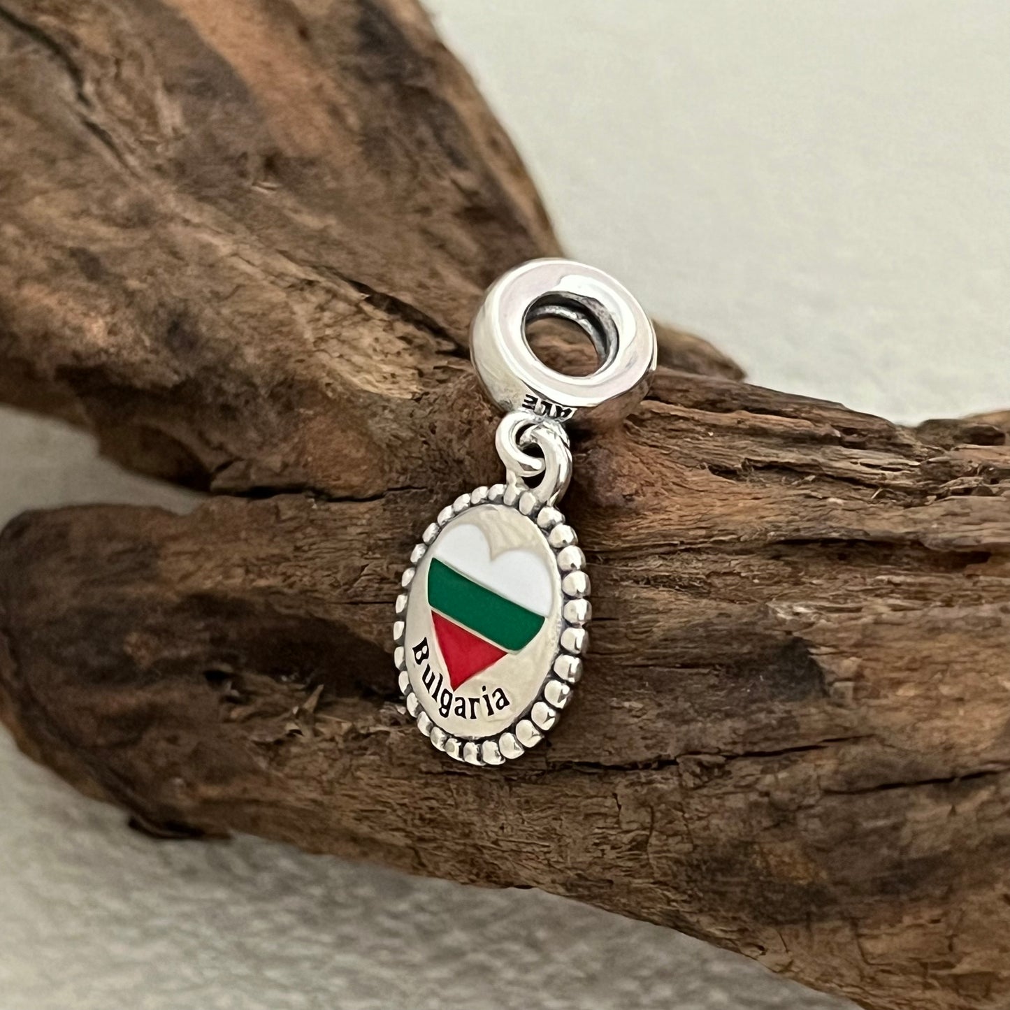 Bulgaria Heart Flag Exclusive Dangle Charm Pendant for Pandora Bracelet S925 Silver