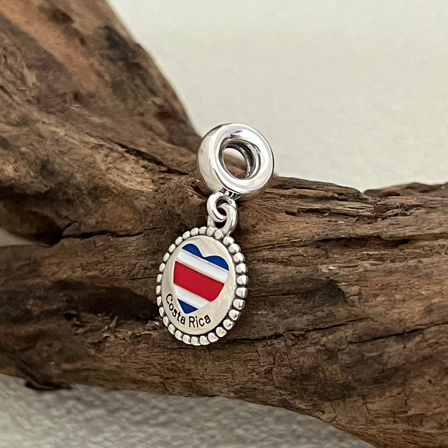 Costa Rica Heart Flag Exclusive Dangle Charm Pendant for Pandora Bracelet S925 Silver