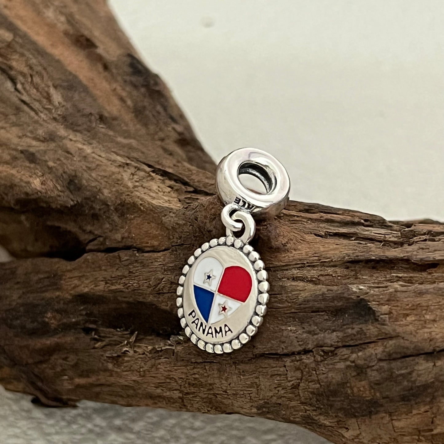 PANAMA Heart Flag Exclusive Dangle Charm Pendant for Pandora Bracelet S925 Silver