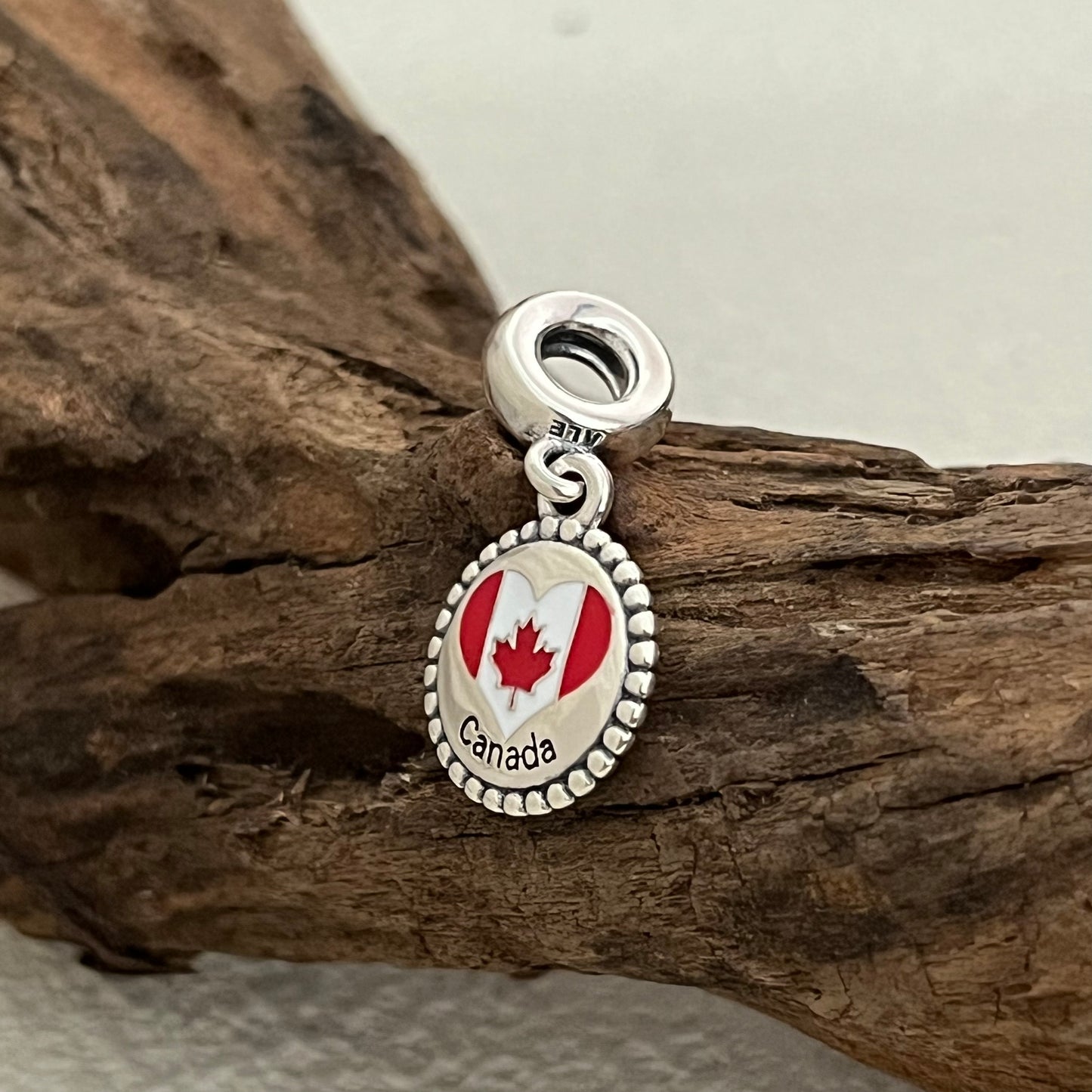 Canada Heart Flag Exclusive Dangle Charm Pendant for Pandora Bracelet S925 Silver