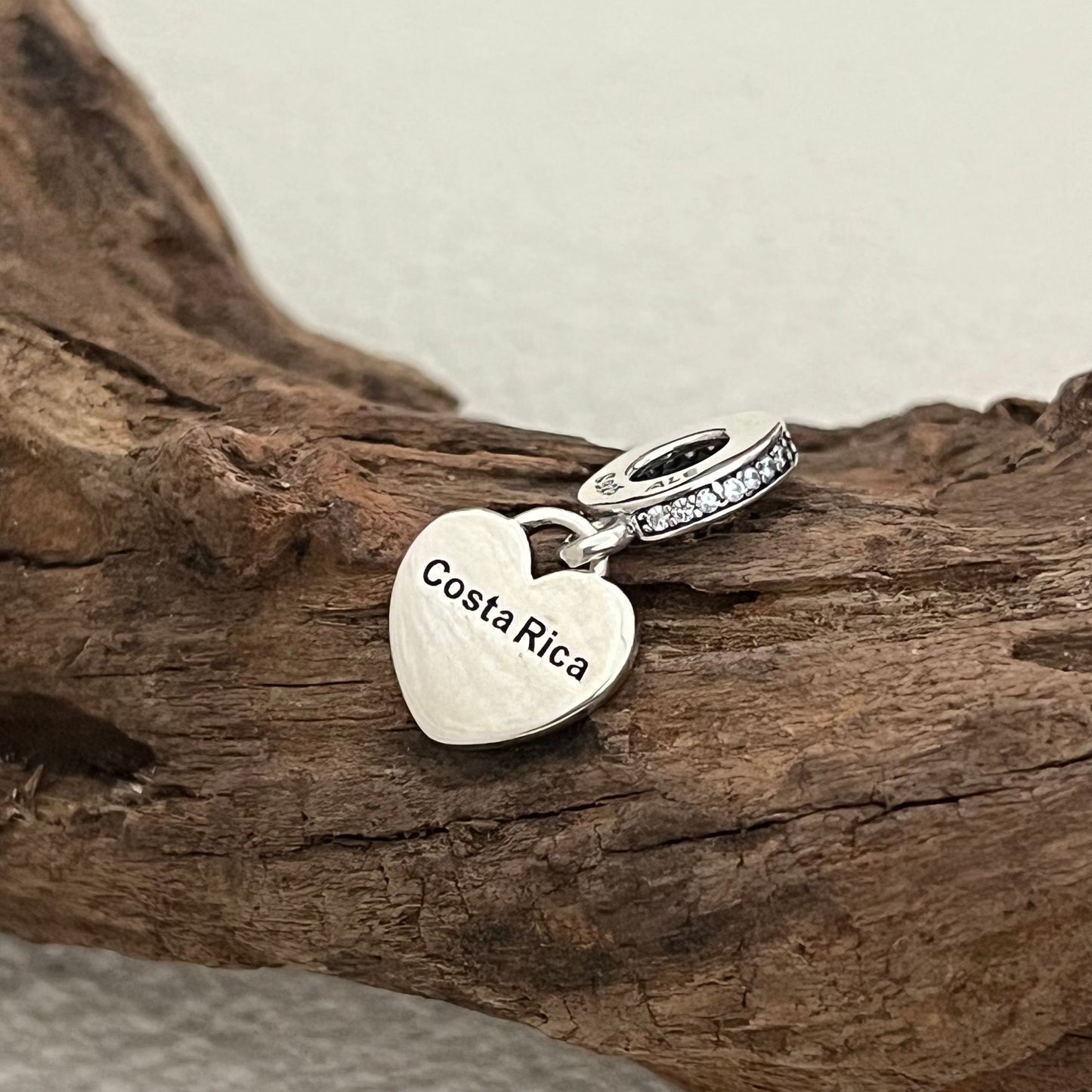 Costa Rica Flag Exclusive Heart Dangle Charm Pendant for Pandora Bracelet S925 Silver