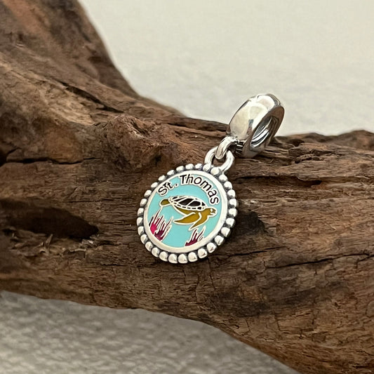 ST,THOMAS Sea turtle Exclusive Dangle Charm Pendant for Pandora Bracelet S925 Silver