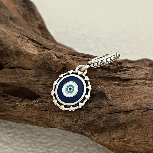 Evil Eye Heart around Exclusive Dangle Charm Pendant for Pandora Bracelet S925 Silver