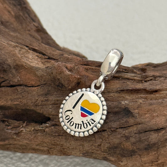 I Love Colombia Flag Exclusive Dangle Charm Pendant for Pandora Bracelet S925 Silver
