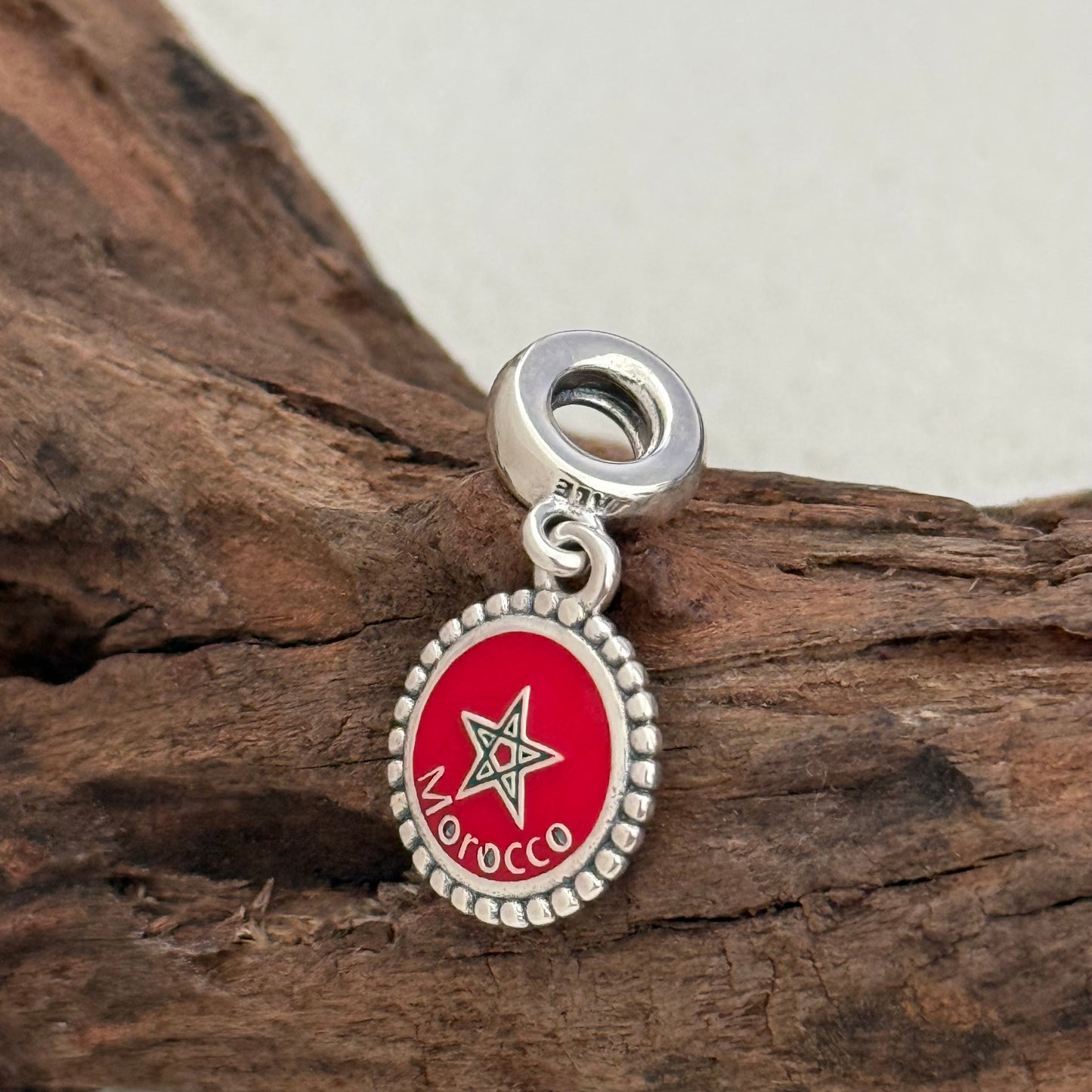 Morocco Flag Exclusive Dangle Charm Pendant for Pandora Bracelet S925 Silver
