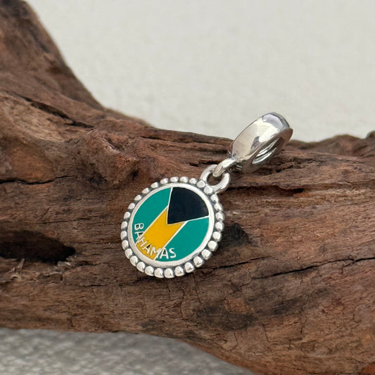 Bahamas Flag Exclusive Dangle Charm Pendant for Pandora Bracelet S925 Silver