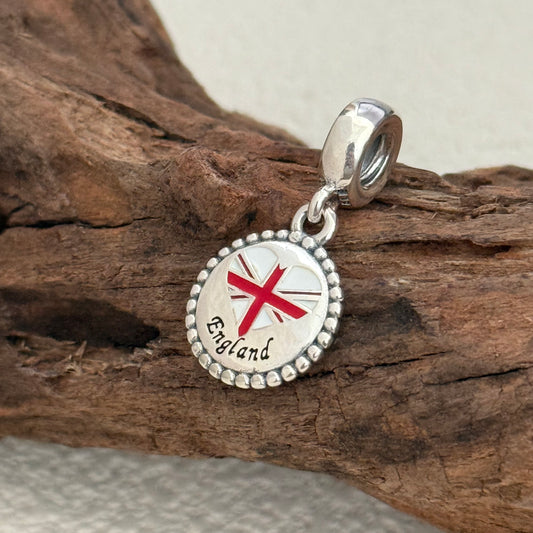 England Heart Flag Exclusive Dangle Charm Pendant for Pandora Bracelet S925 Silver