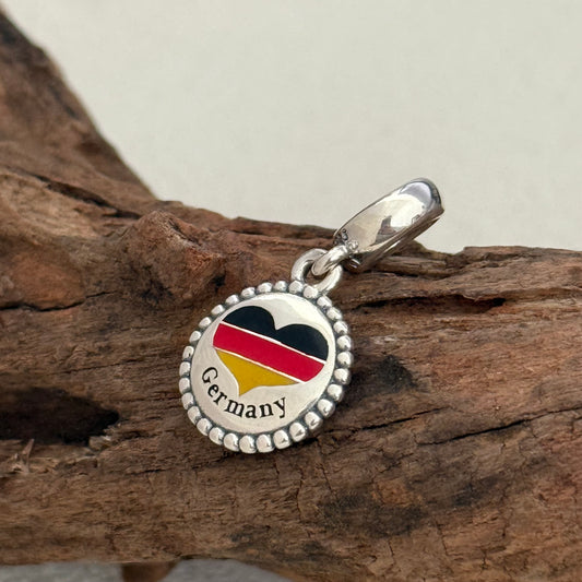 Germany Heart Flag Exclusive Dangle Charm Pendant for Pandora Bracelet S925 Silver