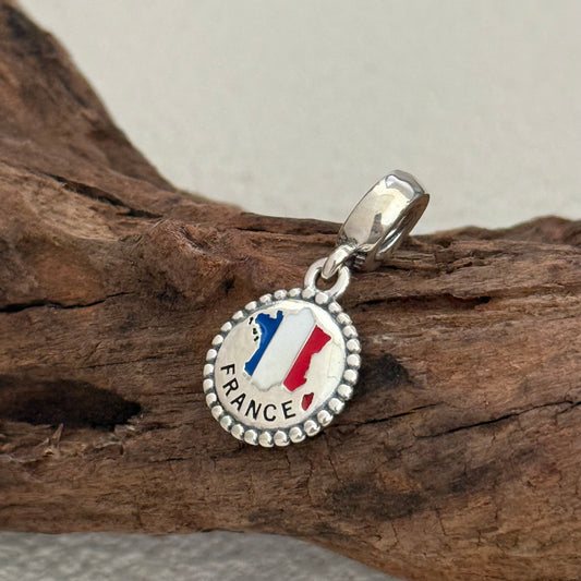 FRANCE Map Flag Exclusive Dangle Charm Pendant for Pandora Bracelet S925 Silver