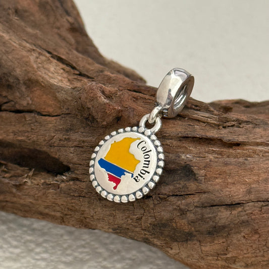Colombia Map Flag Exclusive Dangle Charm Pendant for Pandora Bracelet S925 Silver