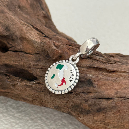 ITALY Map Flag Exclusive Dangle Charm Pendant for Pandora Bracelet S925 Silver