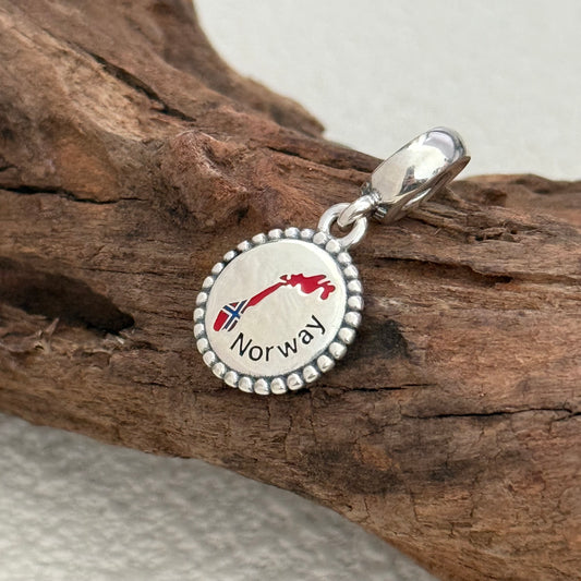 Norway Map Flag Exclusive Dangle Charm Pendant for Pandora Bracelet S925 Silver
