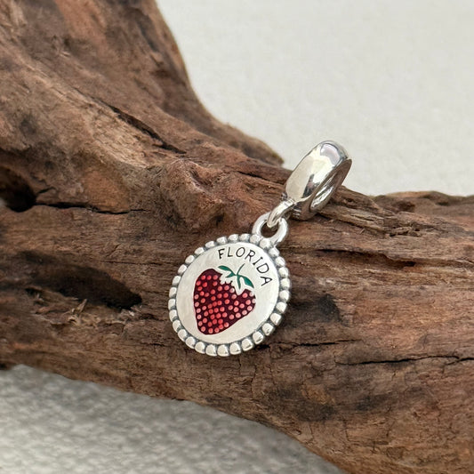 FLORIDA Strawberries Exclusive Dangle Charm Pendant for Pandora Bracelet S925 Silver