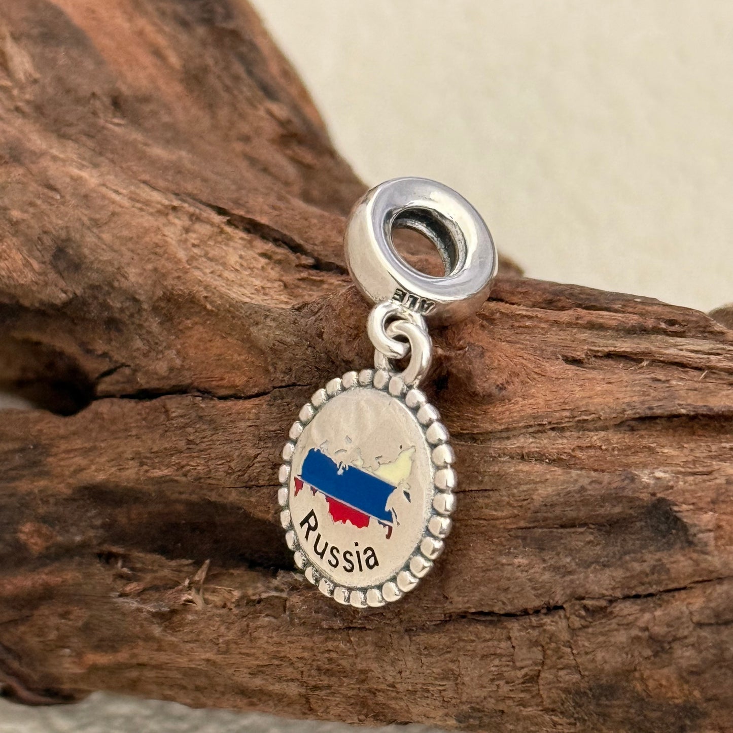 Russia Map Flag Exclusive Dangle Charm Pendant for Pandora Bracelet S925 Silver
