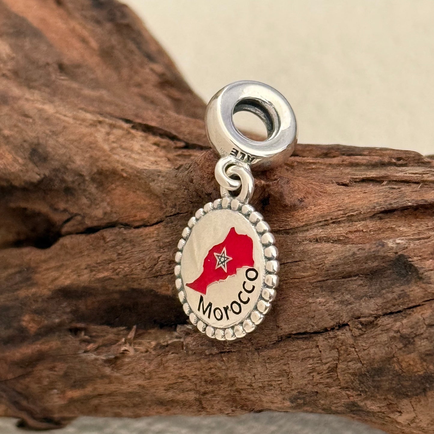 Morocco Map Flag Exclusive Dangle Charm Pendant for Pandora Bracelet S925 Silver