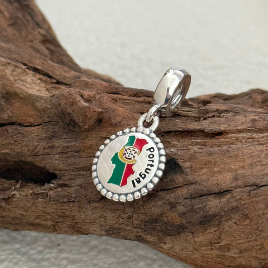 Portugal Map Flag Exclusive Dangle Charm Pendant for Pandora Bracelet S925 Silver