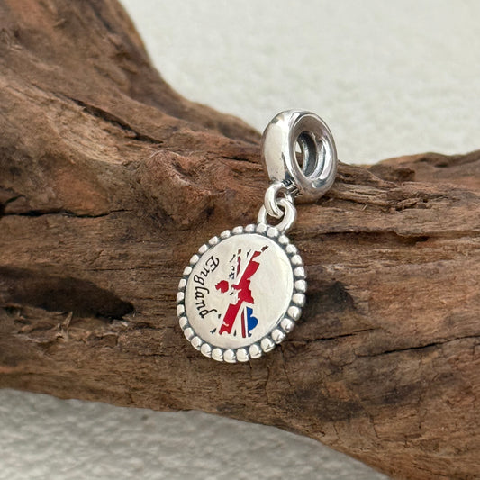 England Map Flag Exclusive Dangle Charm Pendant for Pandora Bracelet S925 Silver