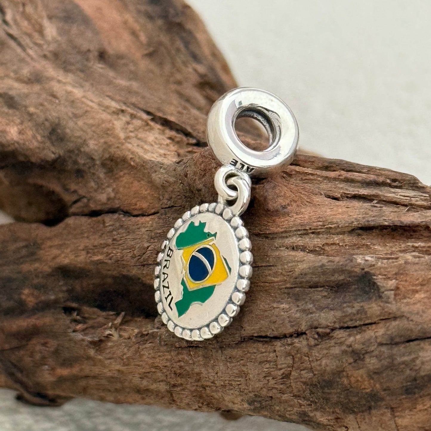 BRAZIL Map Flag Exclusive Dangle Charm Pendant for Pandora Bracelet S925 Silver