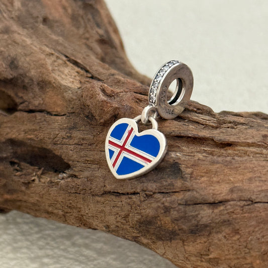 Iceland Flag Exclusive Heart Dangle Charm Pendant for Pandora Bracelet