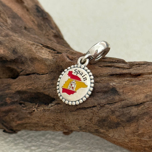 Spain Map Exclusive Heart Dangle Charm Pendant for Pandora Bracelet
