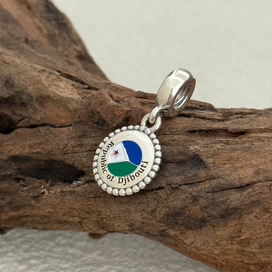 Republic of Djibouti Flag Exclusive Dangle Charm Pendant for Pandora Bracelet