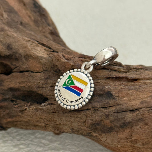 Union of Comoros Flag Exclusive Dangle Charm Pendant for Pandora Bracelet