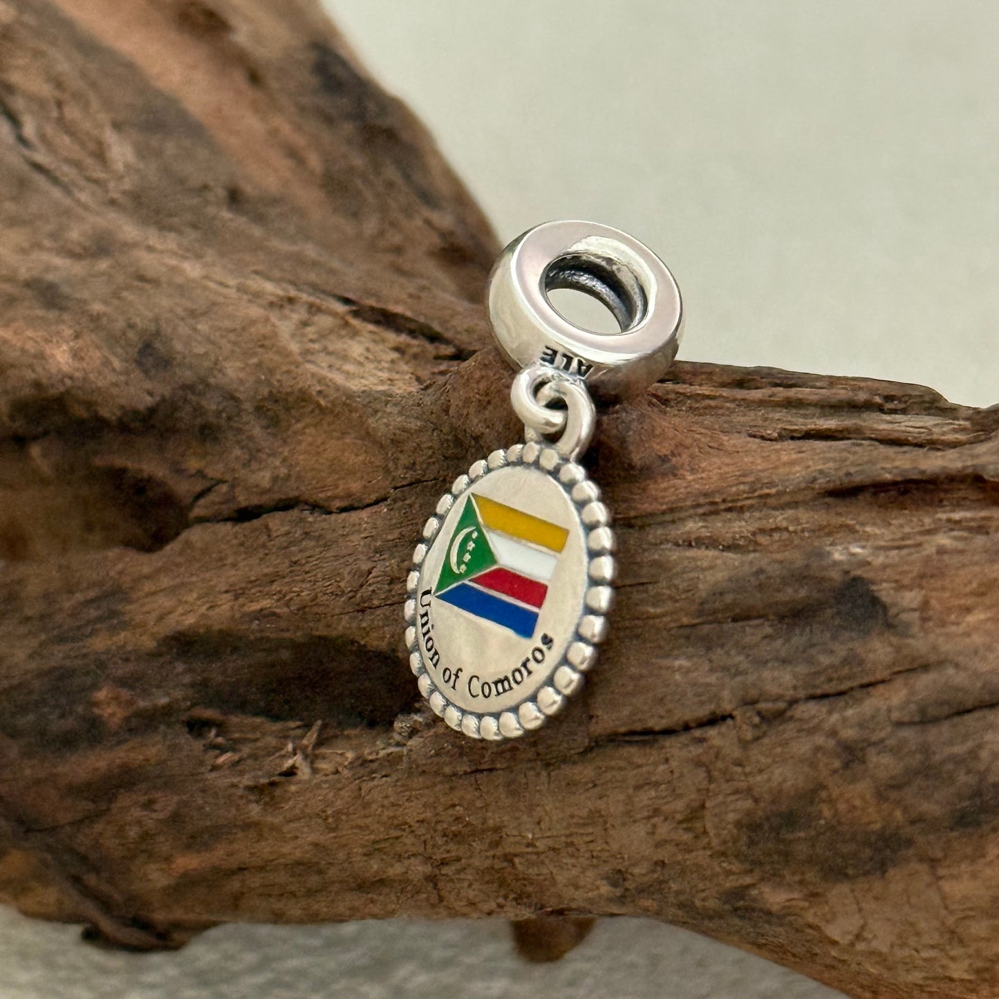 Union of Comoros Flag Exclusive Dangle Charm Pendant for Pandora Bracelet