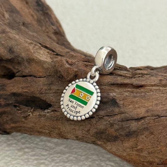 Sao Tome and Principe Flag Exclusive Dangle Charm Pendant for Pandora Bracelet