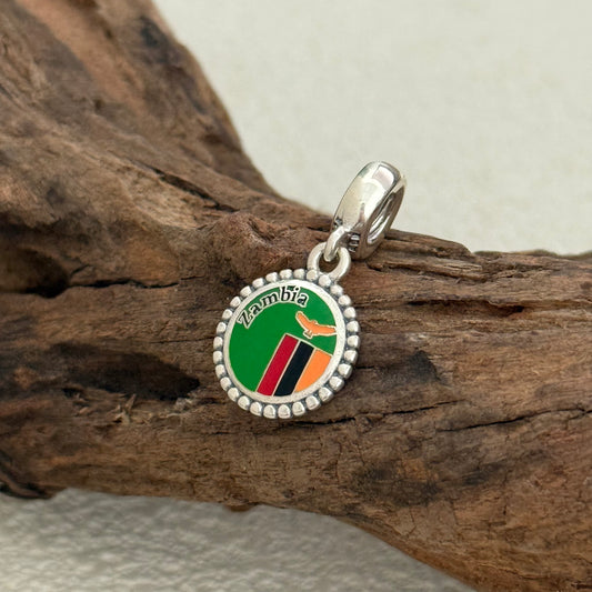 Zambia Flag Exclusive Dangle Charm Pendant for Pandora Bracelet