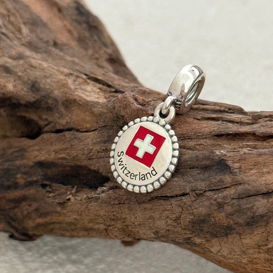 Switzerland Flag Exclusive Dangle Charm Pendant for Pandora Bracelet