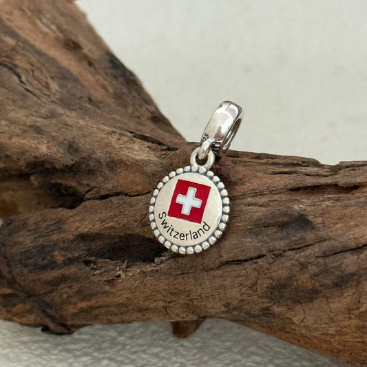 Switzerland Flag Exclusive Dangle Charm Pendant for Pandora Bracelet