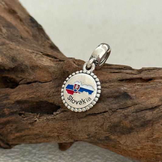 Slovakia Map Flag Exclusive Dangle Charm Pendant for Pandora Bracelet