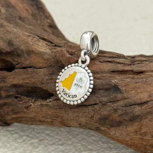 Vatican Map Flag Exclusive Dangle Charm Pendant for Pandora Bracelet