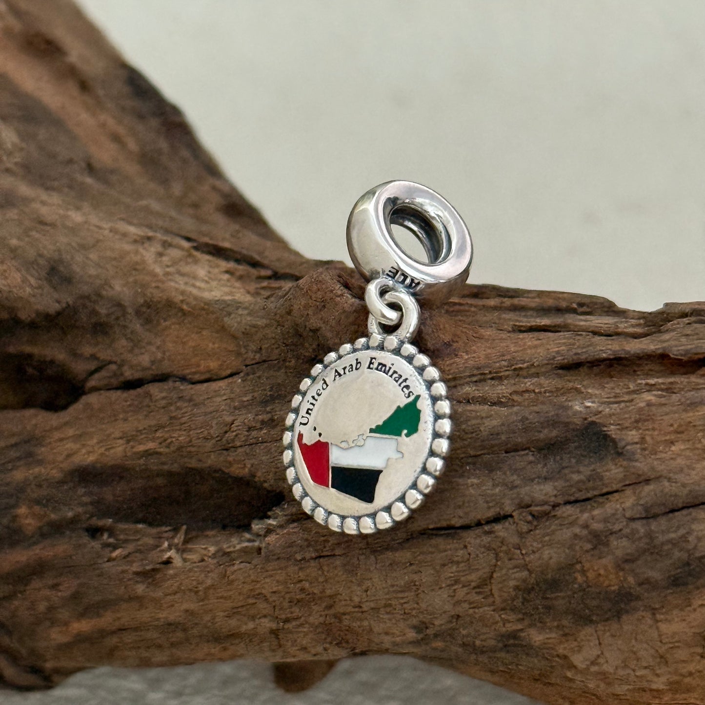 United Arab Emirates Map Flag Exclusive Dangle Charm Pendant for Pandora Bracelet