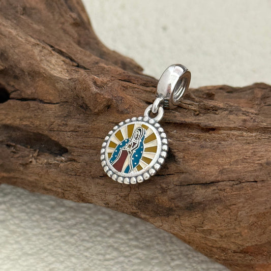 Colgante Virgen de Guadalupe fondo dorado Exclusive Dangle Charm Pendant for Pandora Bracelet