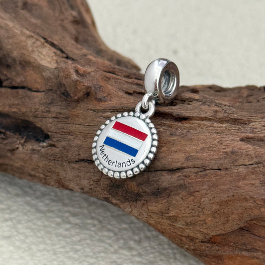 Netherlands Flag Exclusive Dangle Charm Pendant for Pandora Bracelet