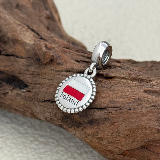 Poland Flag Exclusive Dangle Charm Pendant for Pandora Bracelet