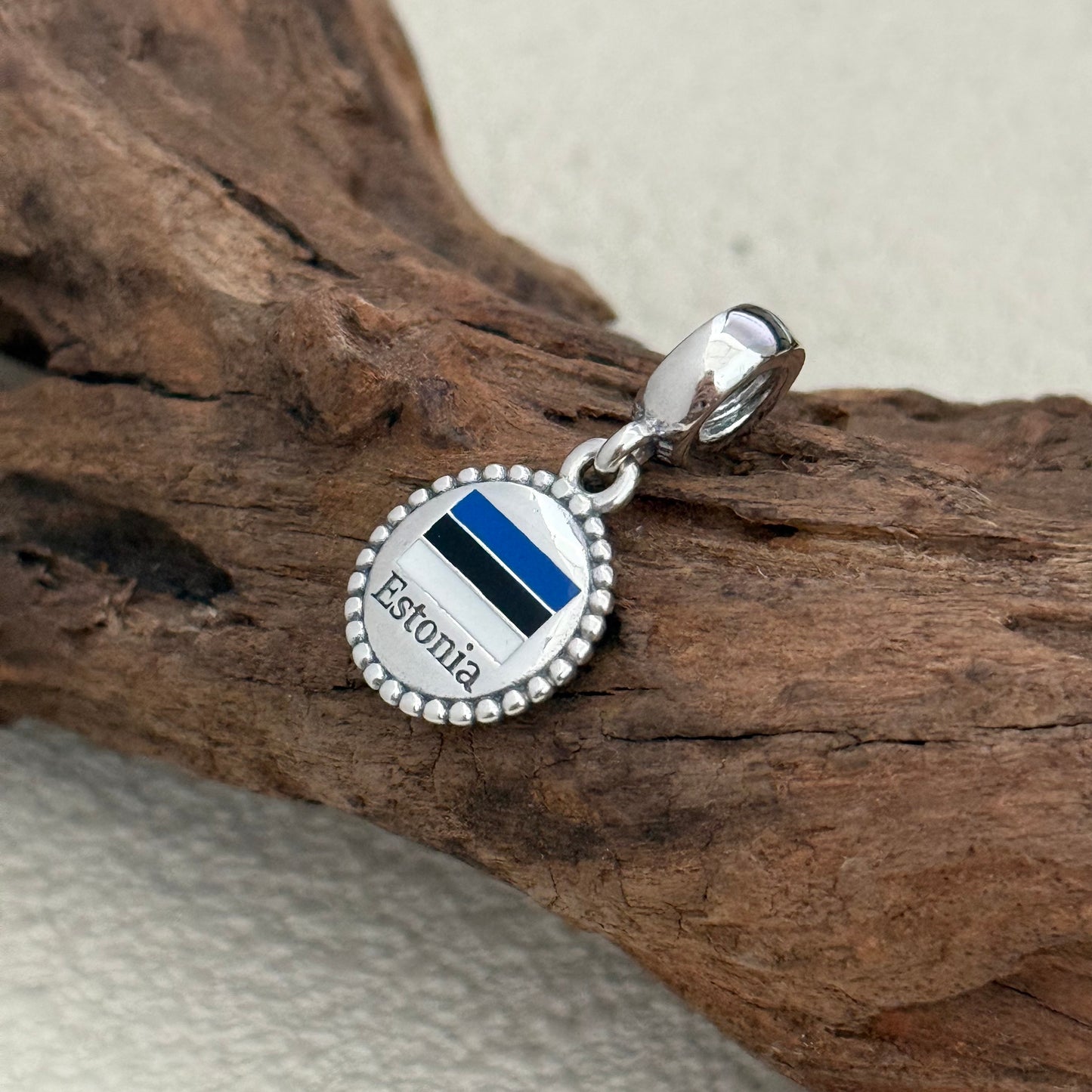 Estonia Flag Exclusive Dangle Charm Pendant for Pandora Bracelet