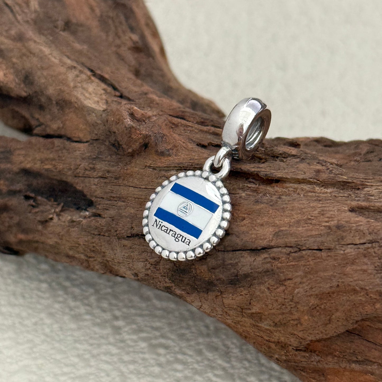 Nicaragua Flag Exclusive Dangle Charm Pendant for Pandora Bracelet
