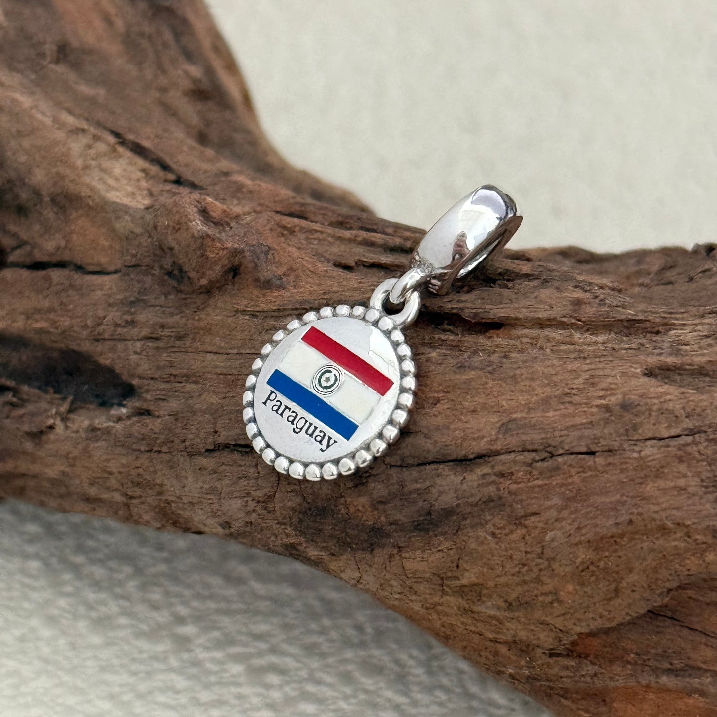 Paraguay Flag Exclusive Dangle Charm for Pandora Bracelet