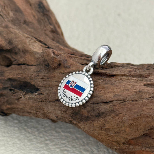 Slovakia Flag Exclusive Dangle Charm Pendant for Pandora Bracelet