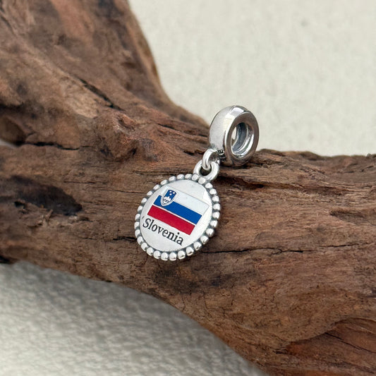Slovenia Flag Exclusive Dangle Charm Pendant for Pandora Bracelet