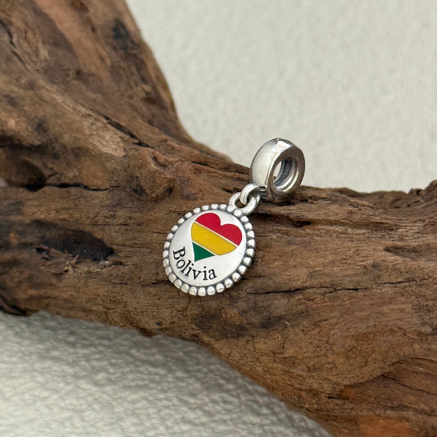 Bolivia Heart Flag Exclusive Dangle Charm for Pandora Bracelet