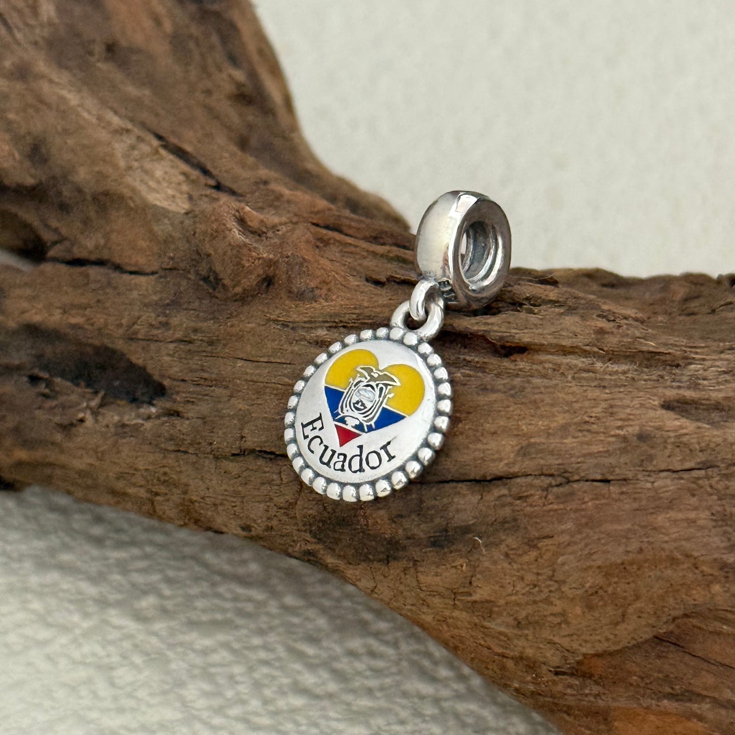 Ecuador Heart Flag Exclusive Dangle Charm for Pandora Bracelet