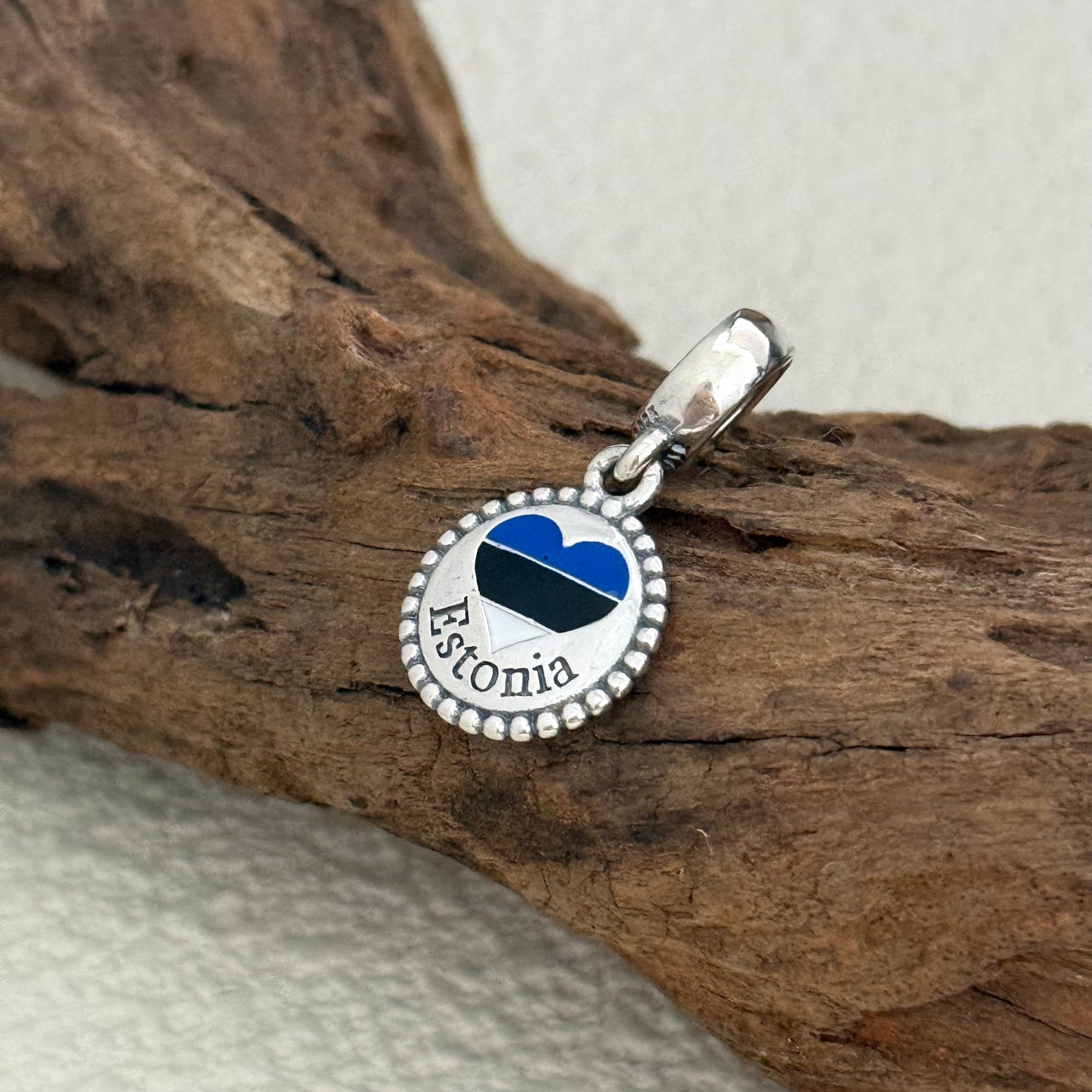 Estonia Heart Flag Exclusive Dangle Charm for Pandora Bracelet