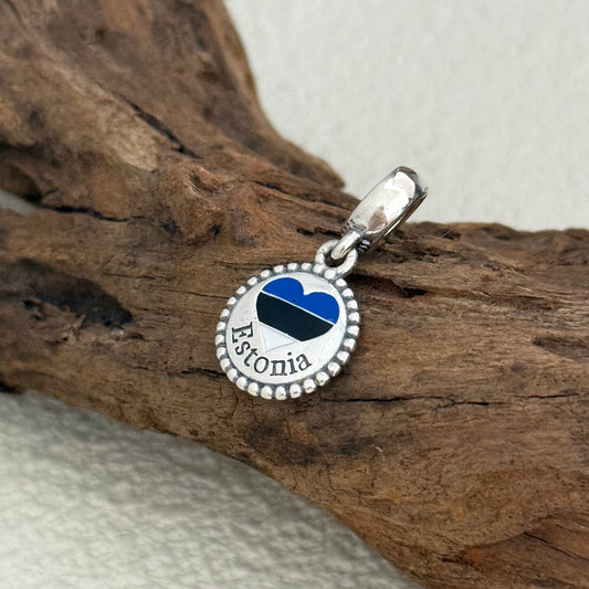 Estonia Heart Flag Exclusive Dangle Charm for Pandora Bracelet