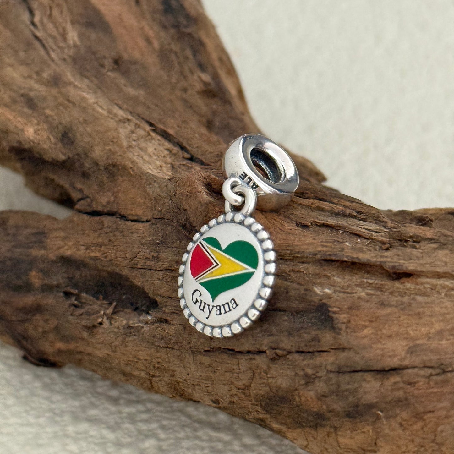 Guyana Heart Flag Exclusive Dangle Charm for Pandora Bracelet