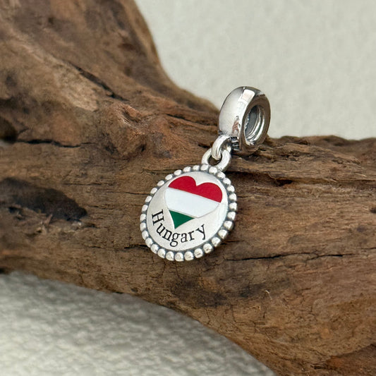 Hungary Heart Flag Exclusive Dangle Charm for Pandora Bracelet
