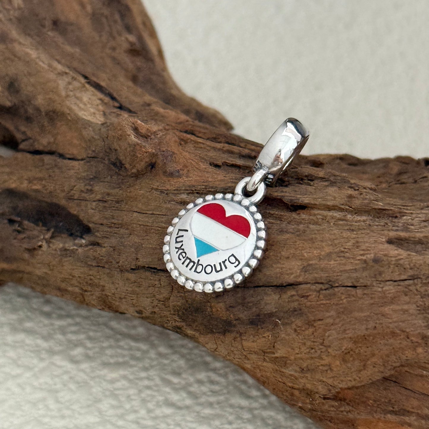 Luxembourg Heart Flag Exclusive Dangle Charm for Pandora Bracelet