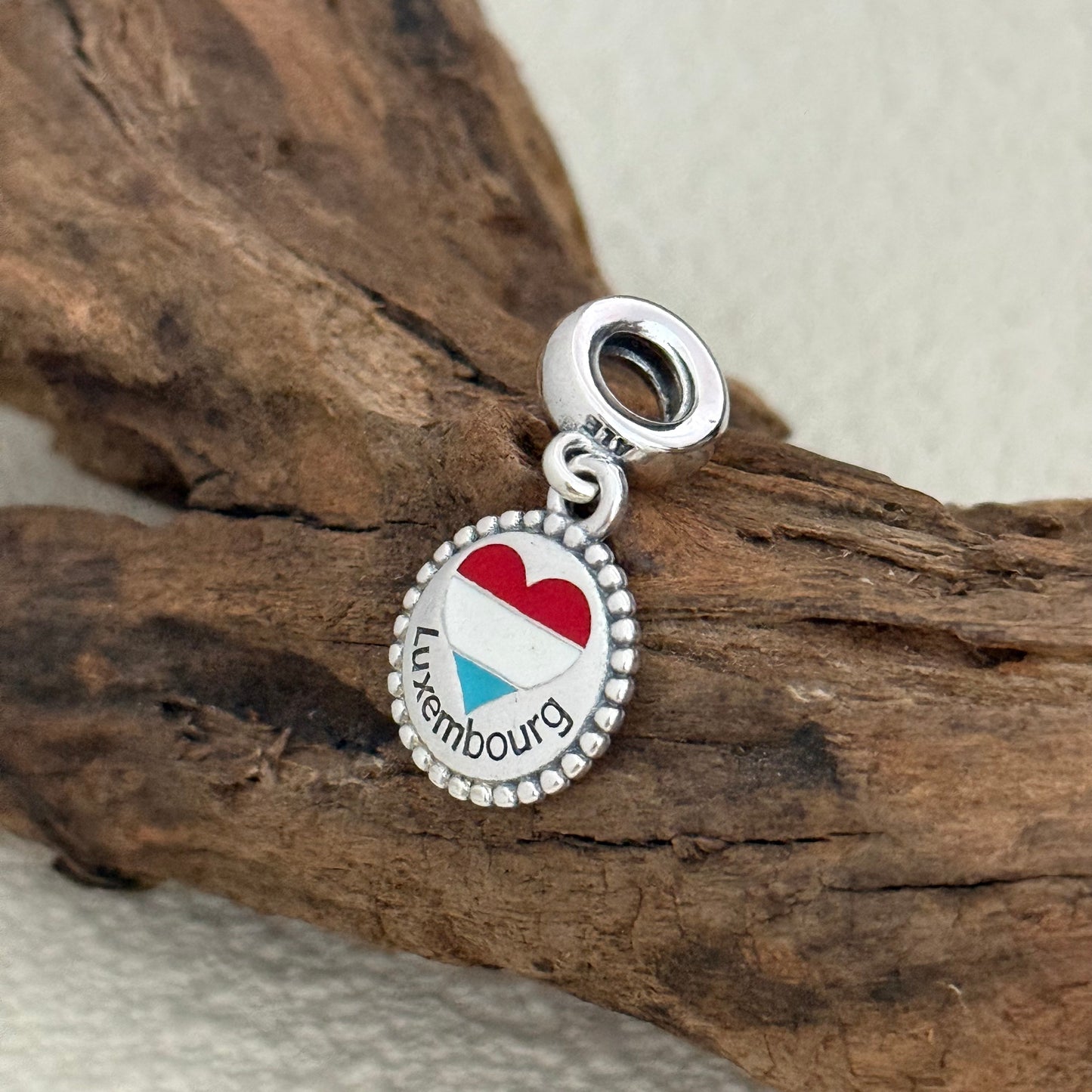Luxembourg Heart Flag Exclusive Dangle Charm for Pandora Bracelet